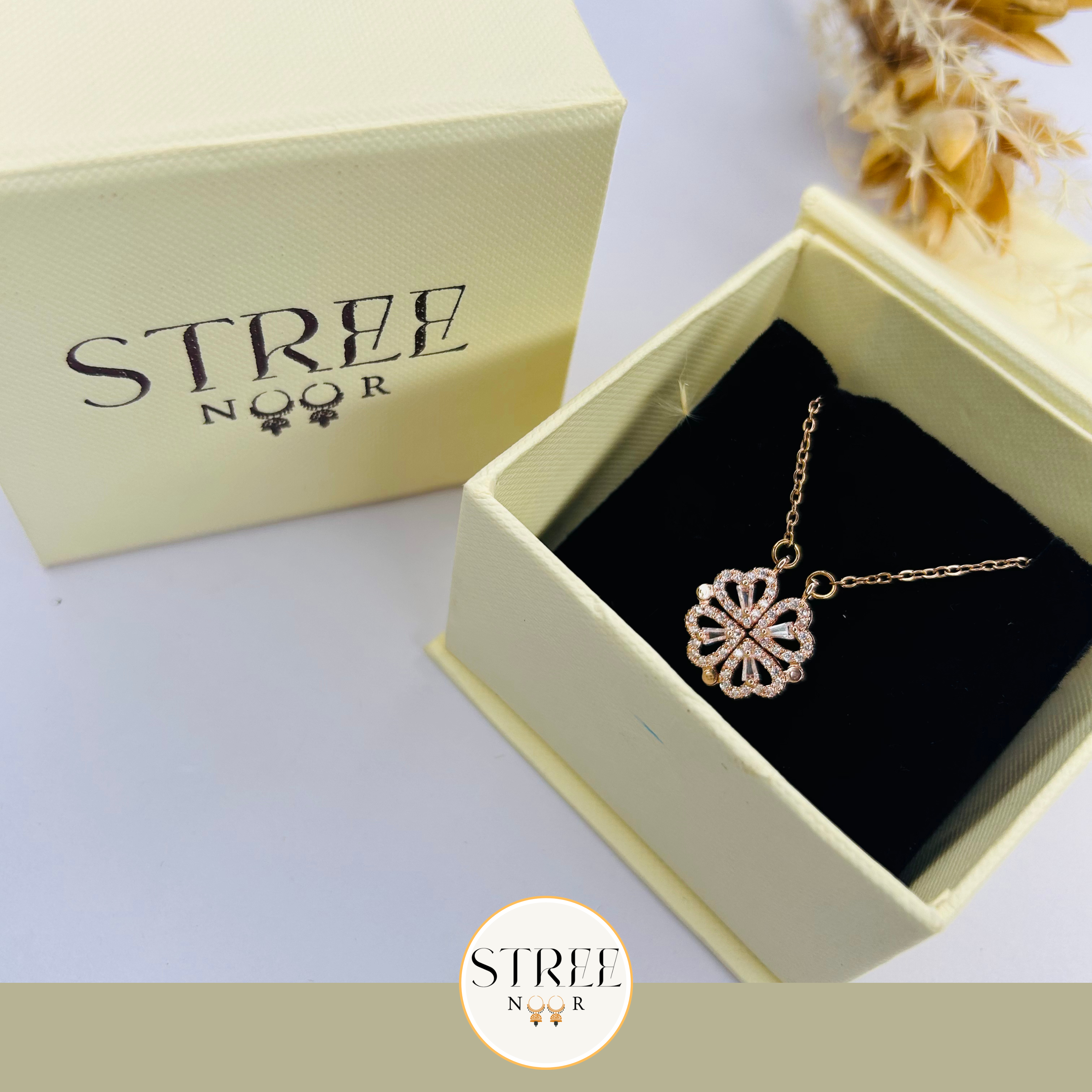 Four Heart Magnetic Pendant Necklace