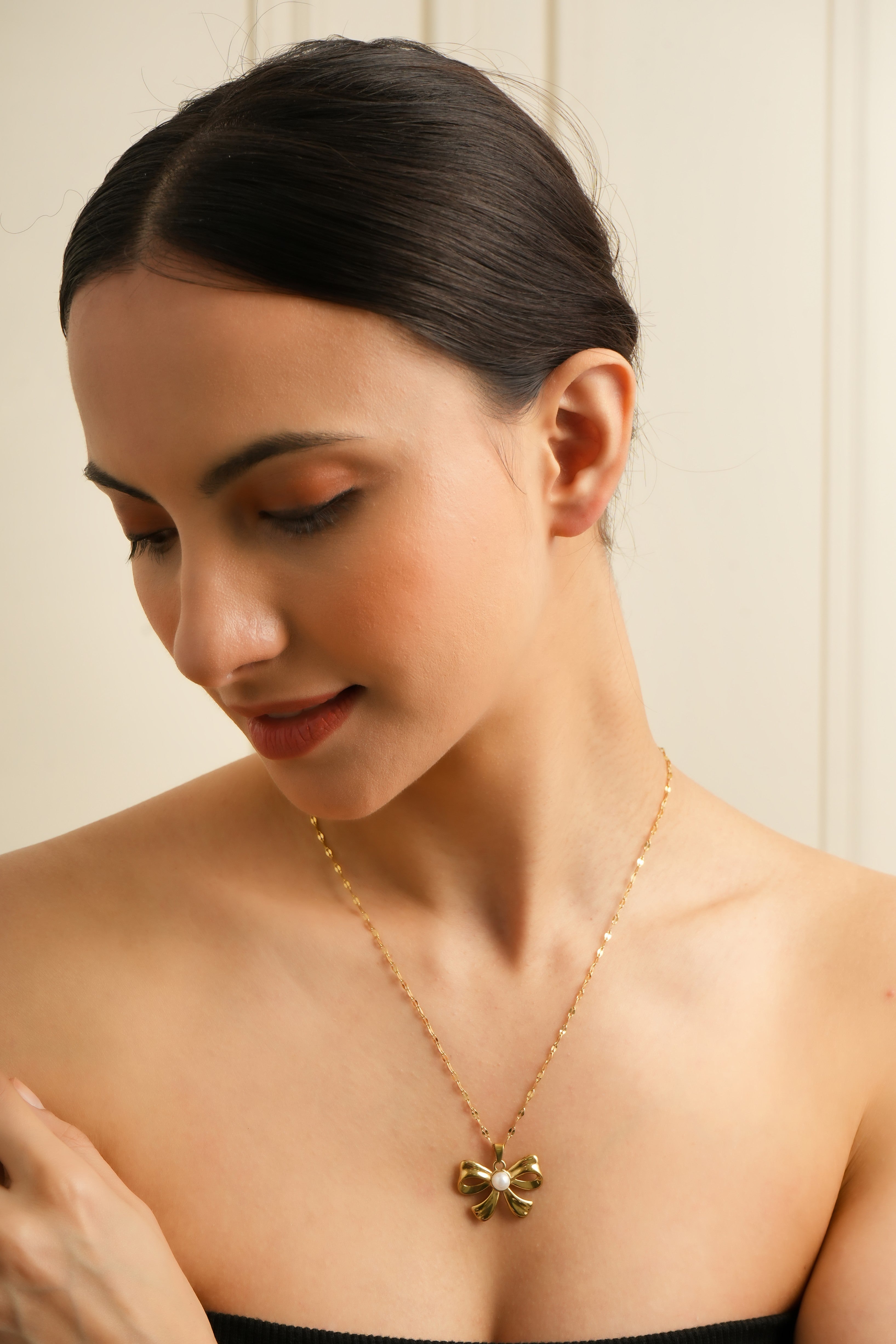 Golden Bow Anti Tarnish Pendant for Women