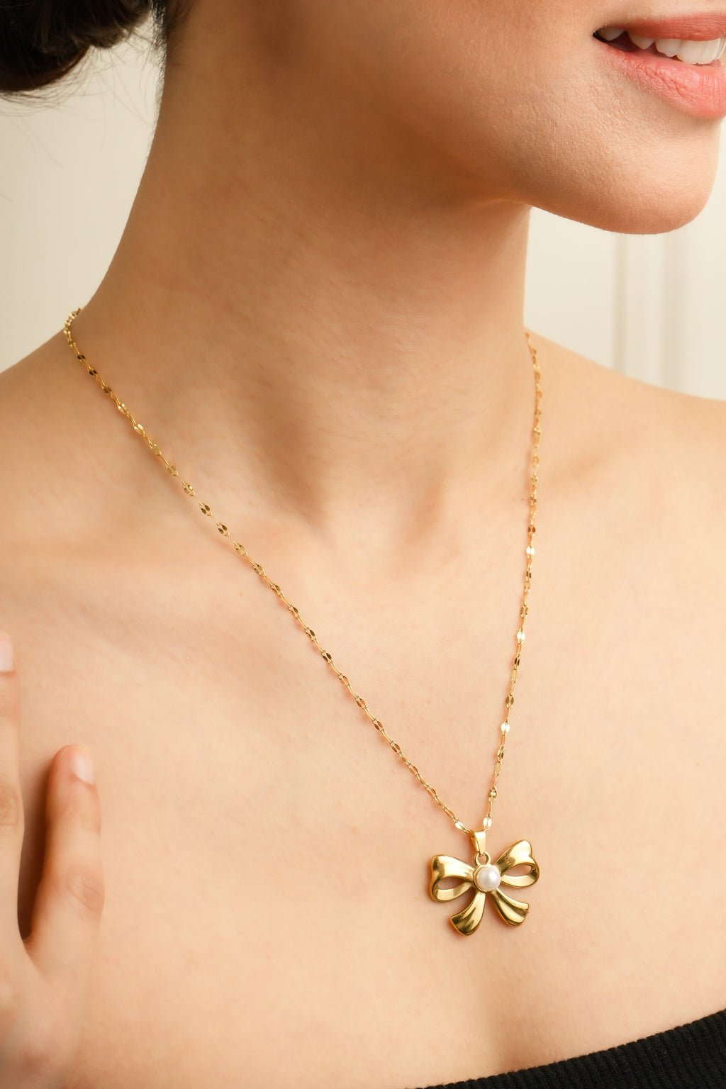 Golden Bow Anti Tarnish Pendant for Women