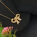 Golden Bow Pendant Necklace For Women and Girls
