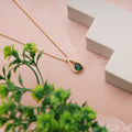 Golden Green Pearl Pendant Necklace