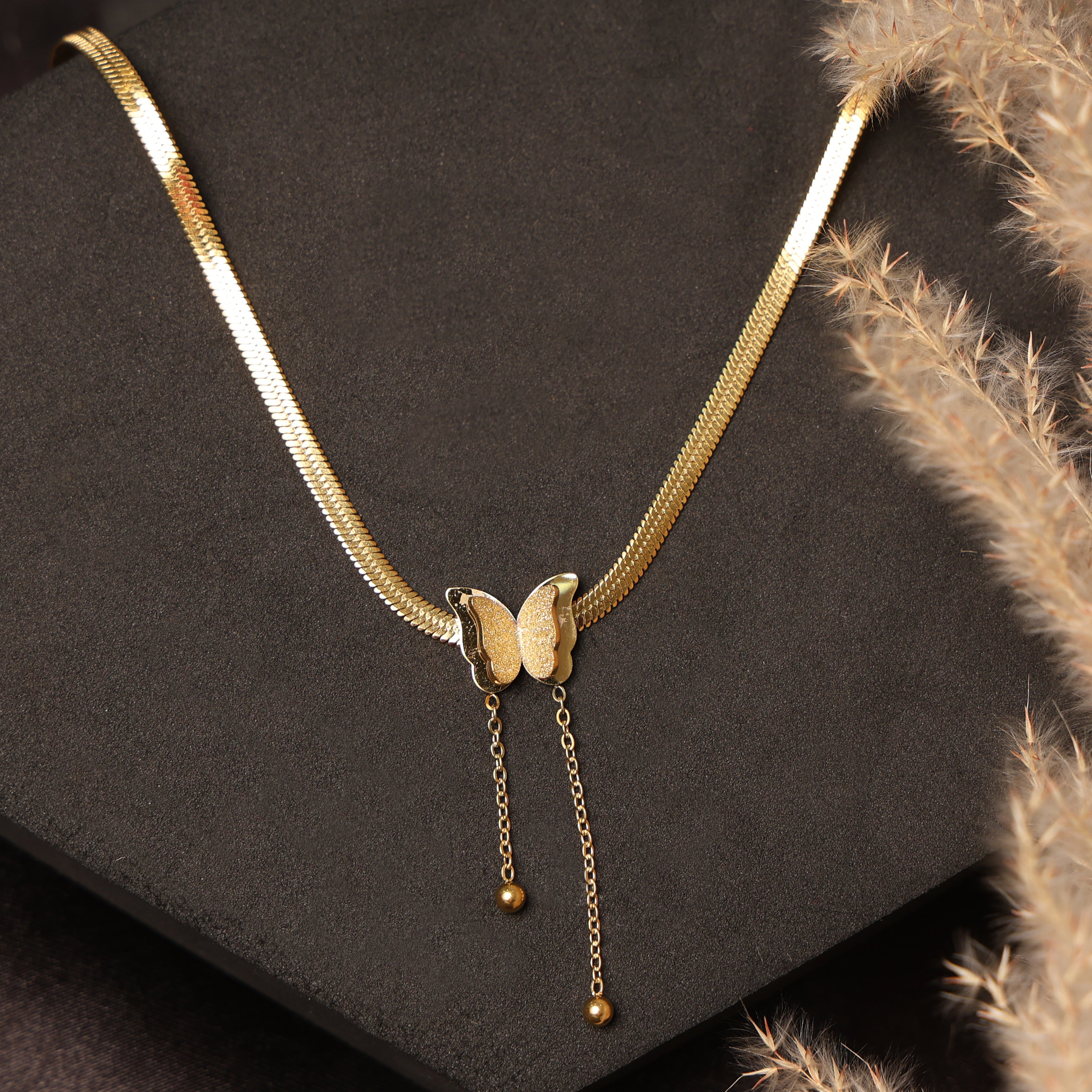 Golden Butterfly Grace Necklace
