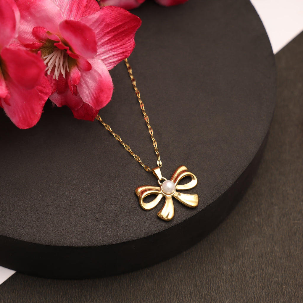 Golden Bow Anti Tarnish Pendant for Women