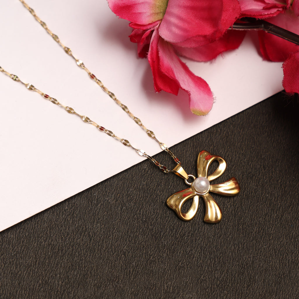 Golden Bow Anti Tarnish Pendant for Women