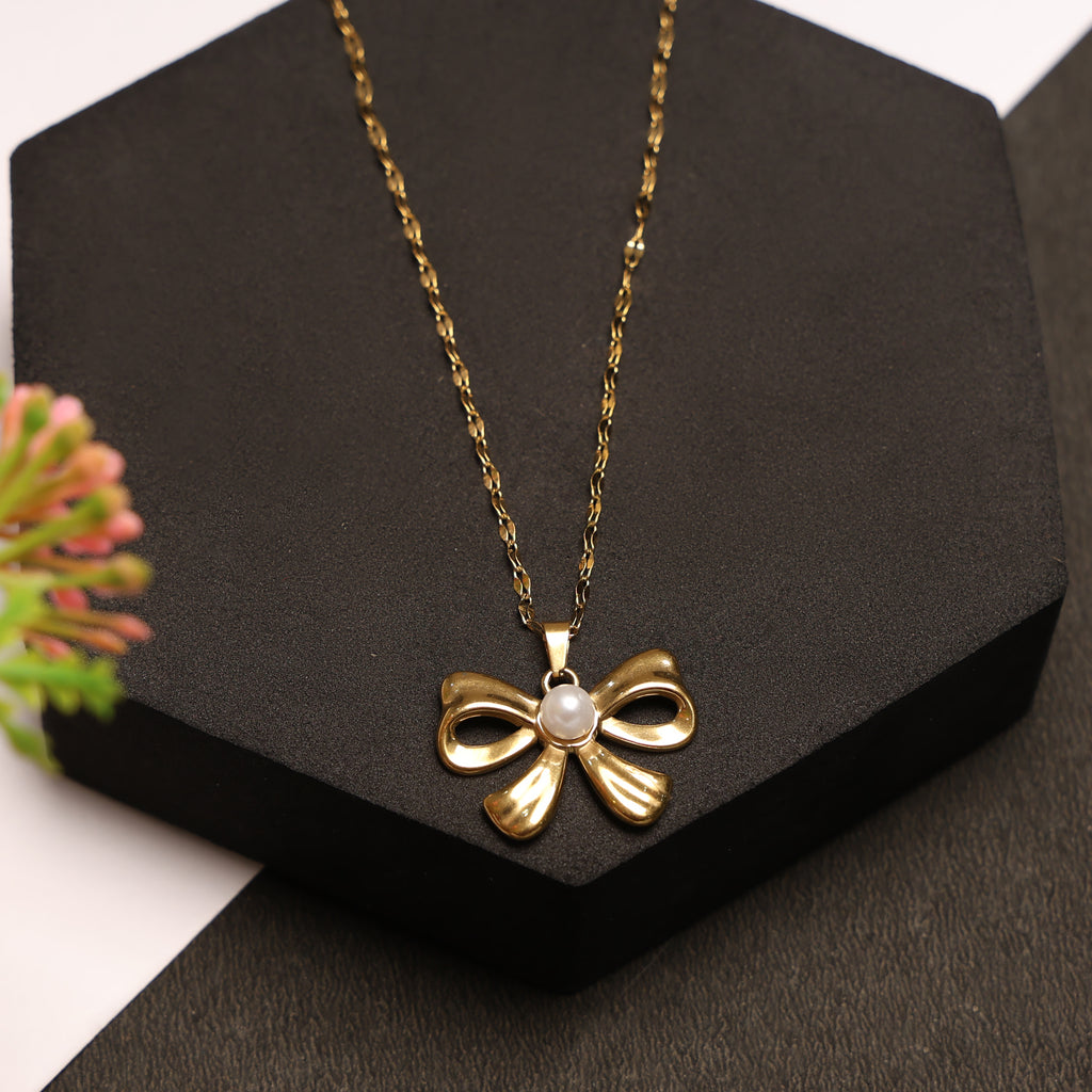 Golden Bow Anti Tarnish Pendant for Women